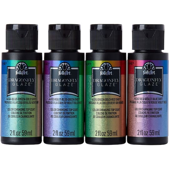 FolkArt; FolkArt® DragonFly Glaze Iridescent Acrylic Paint Set; Category:Color Shift; Image:1